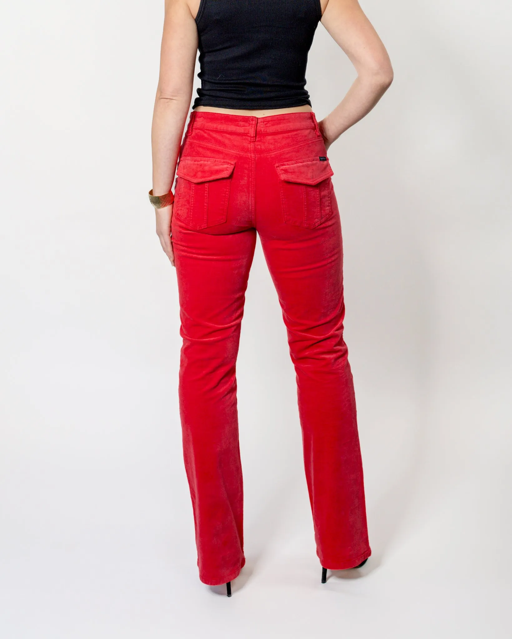 Mars Red Velveteen Hayden Bootcut Pant