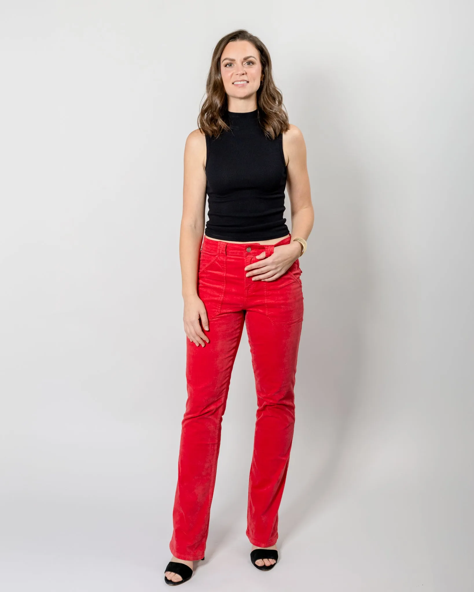 Mars Red Velveteen Hayden Bootcut Pant