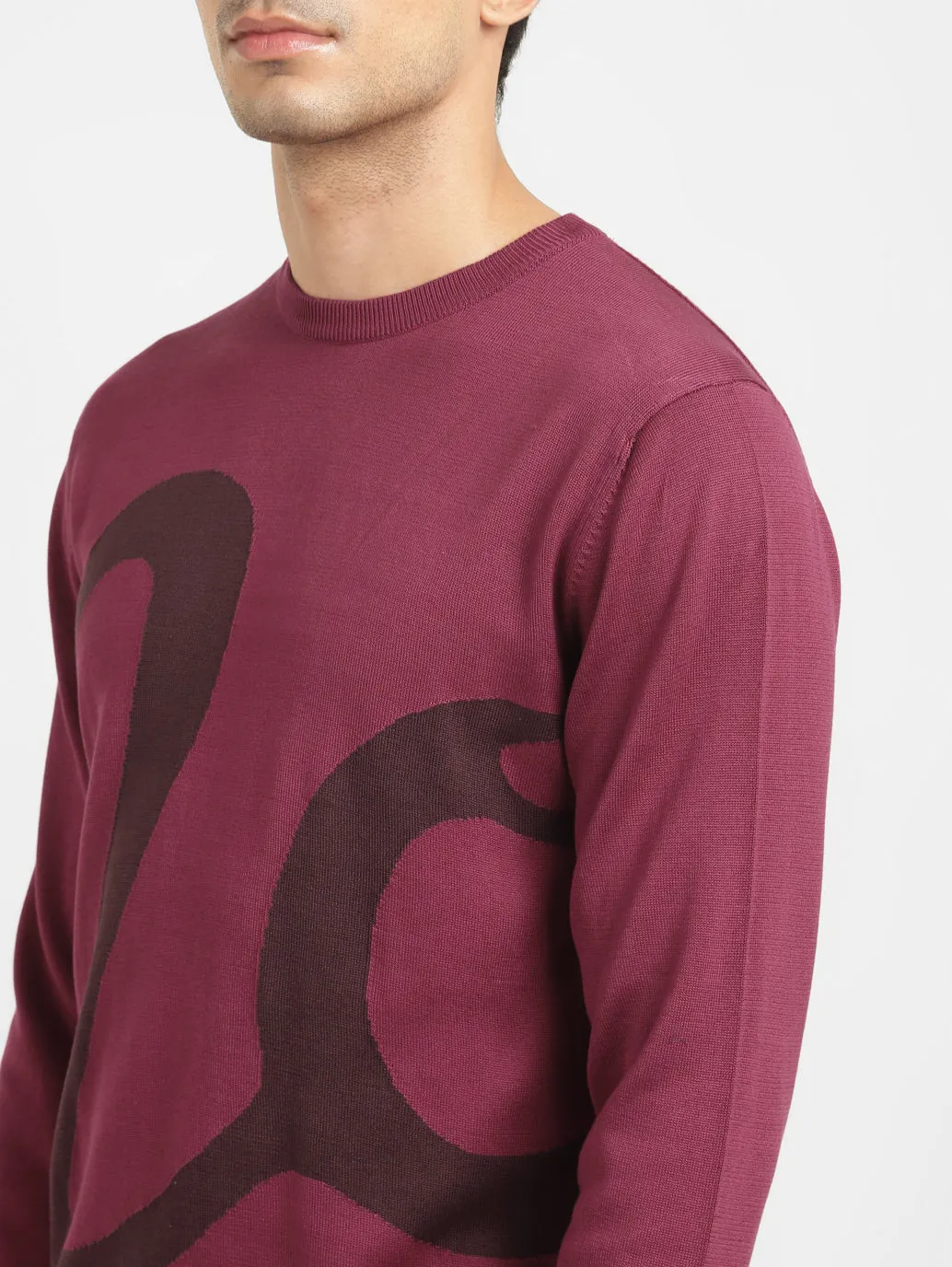 Men's Solid Maroon Crew Neck Sweater