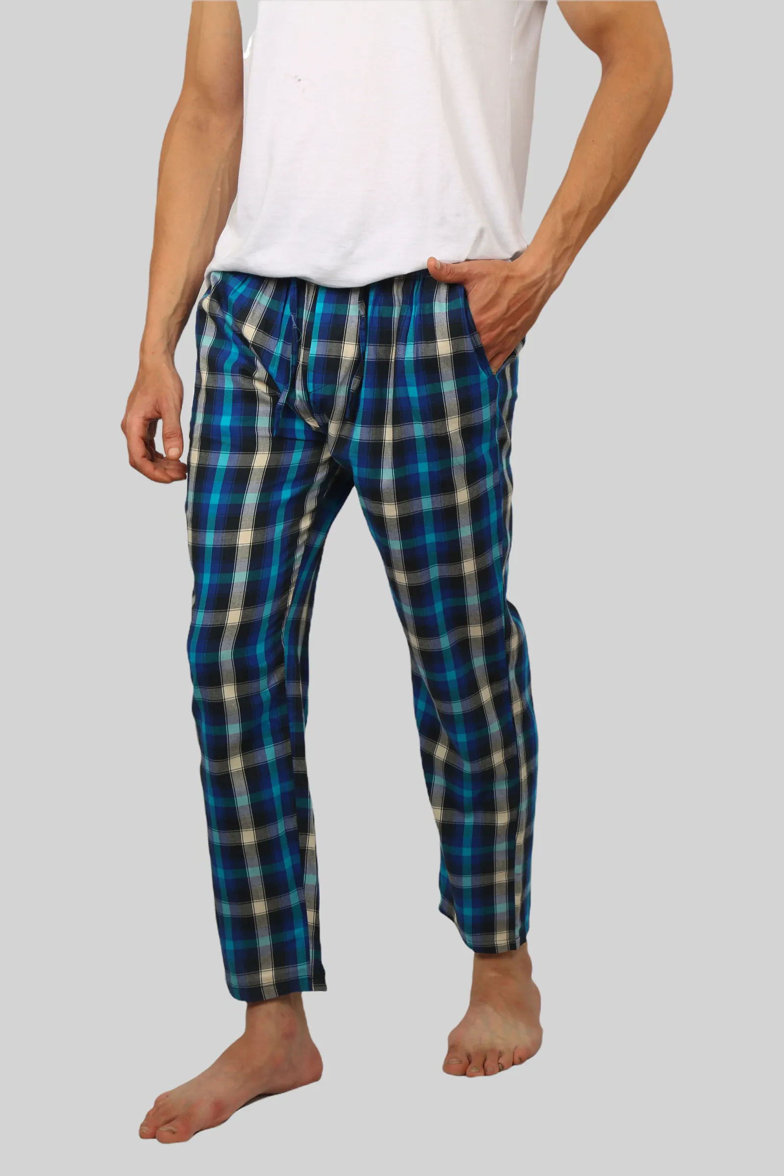 Navy Blue soft and super comfortable checkered pajamas for men