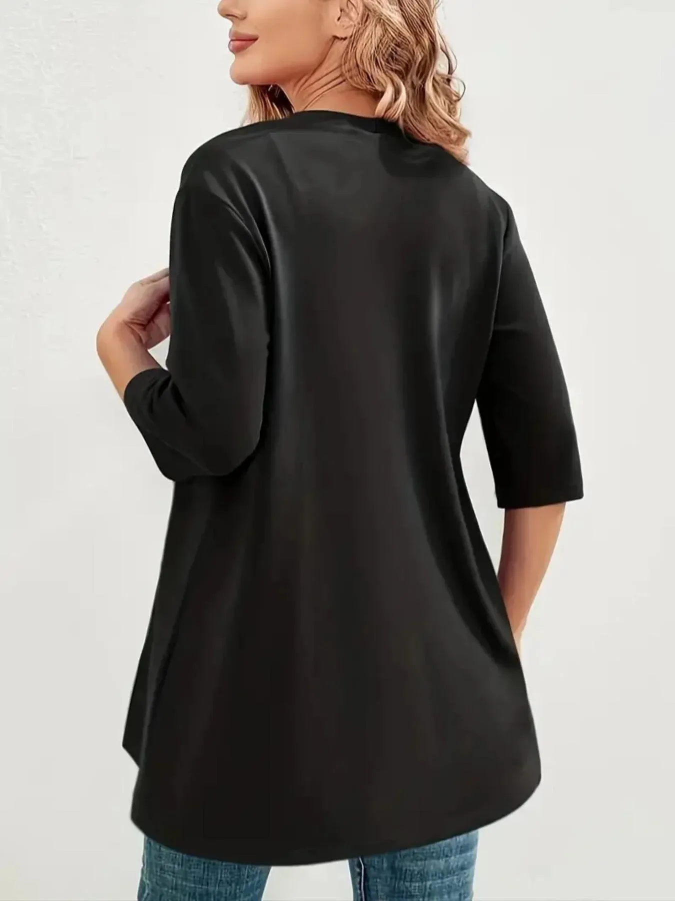 Plus Size Women's Fashion Long Sleeved Cardigan Casual Versatile Solid Color Cardigan Loose Commuting Spring and Autumn Cardigan