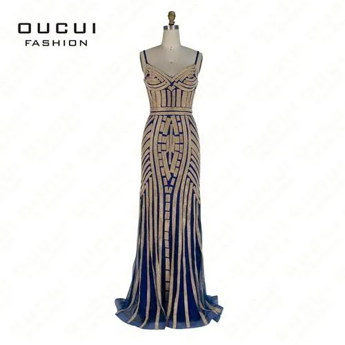Real Photos Tulle Crystal Royal Blue Color Party Occasion Formal Long Evening Dress OL102829