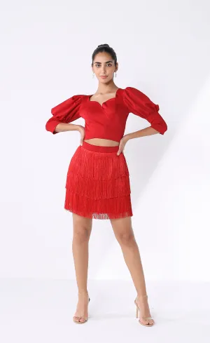 Red Fringe Skirt