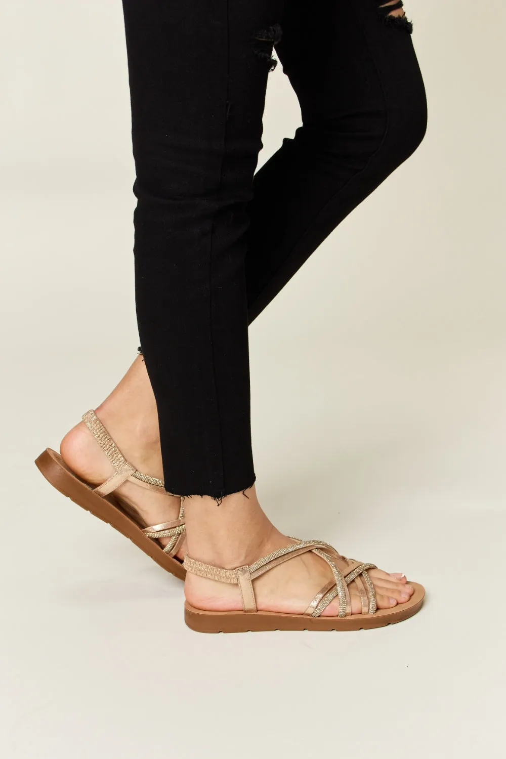 Rhinestone Crisscross Sandals