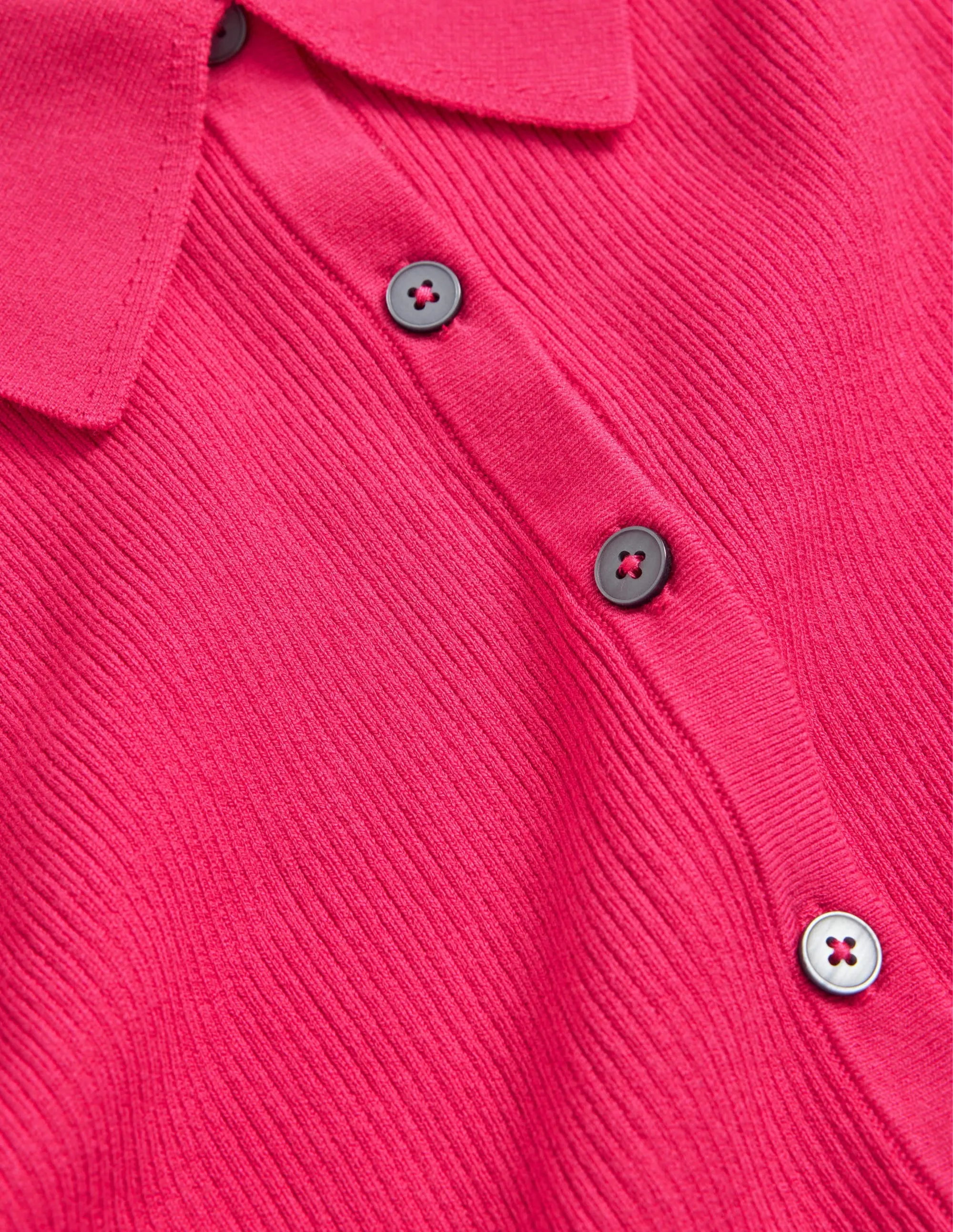 Ribbed-Knit Fitted Shirt-Virtual Pink