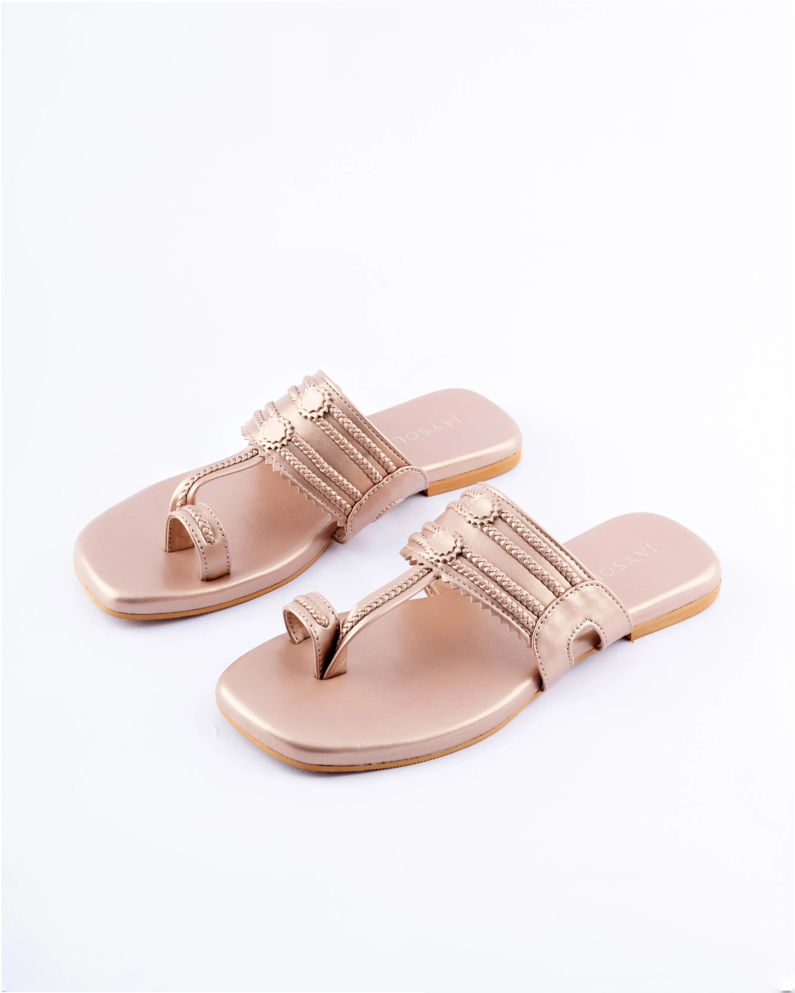 Rose Gold Solid Kolha Flats