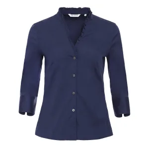 Ruffle Edge Blouse - Navy