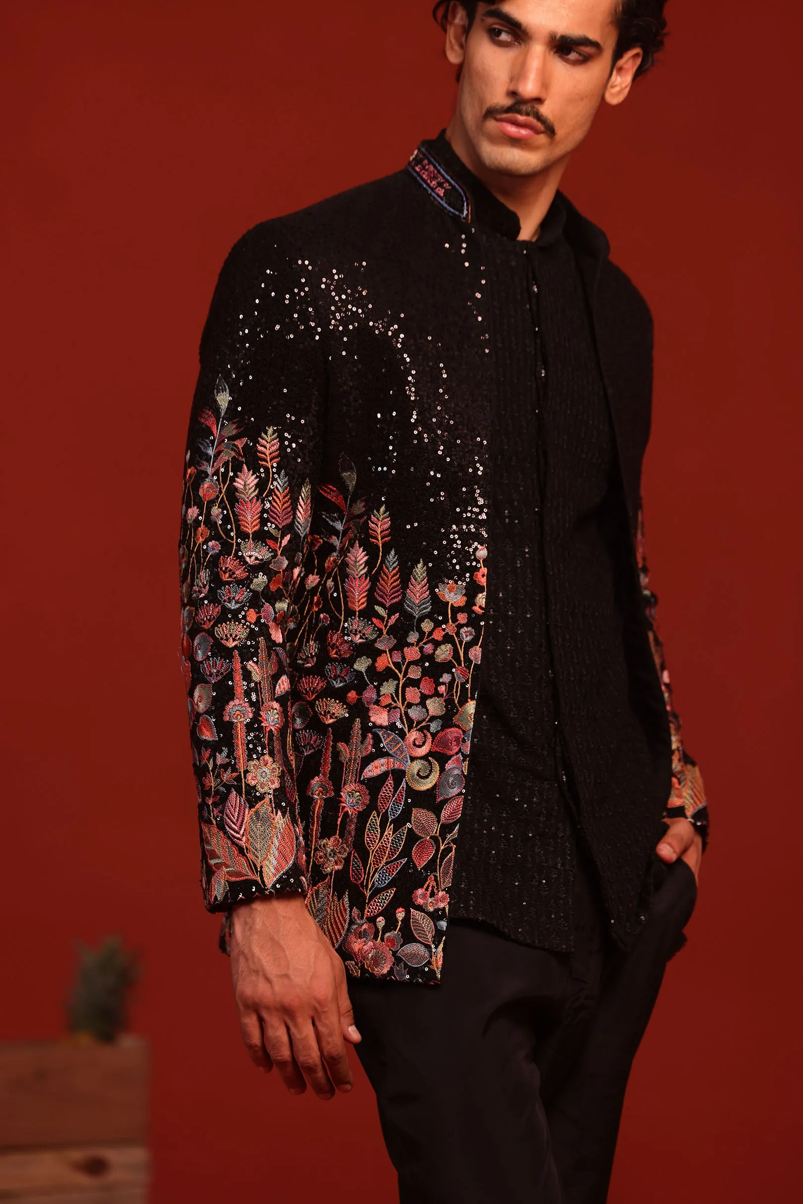 Sahil Phull in Zainab Black Jodhpuri Set