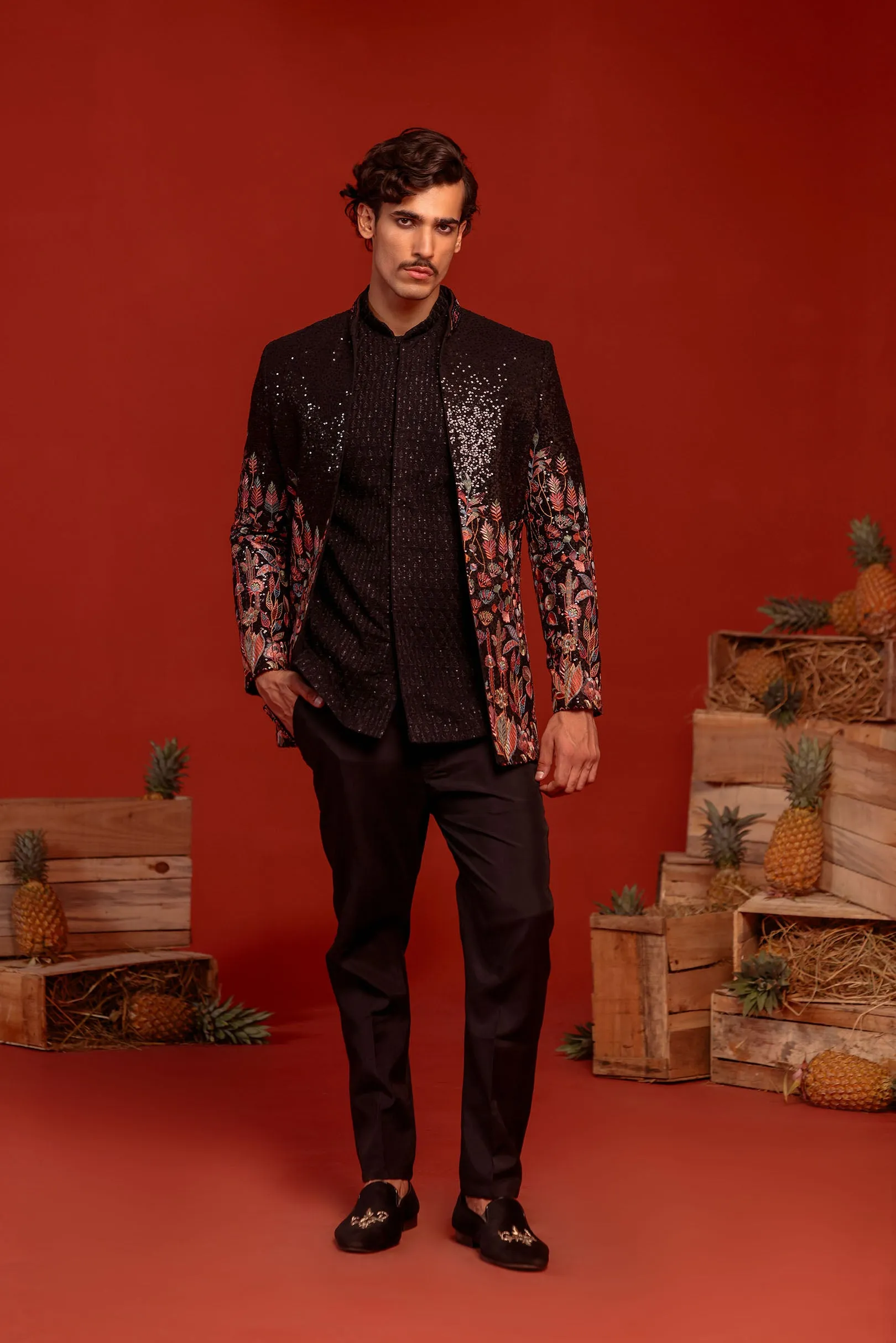 Sahil Phull in Zainab Black Jodhpuri Set