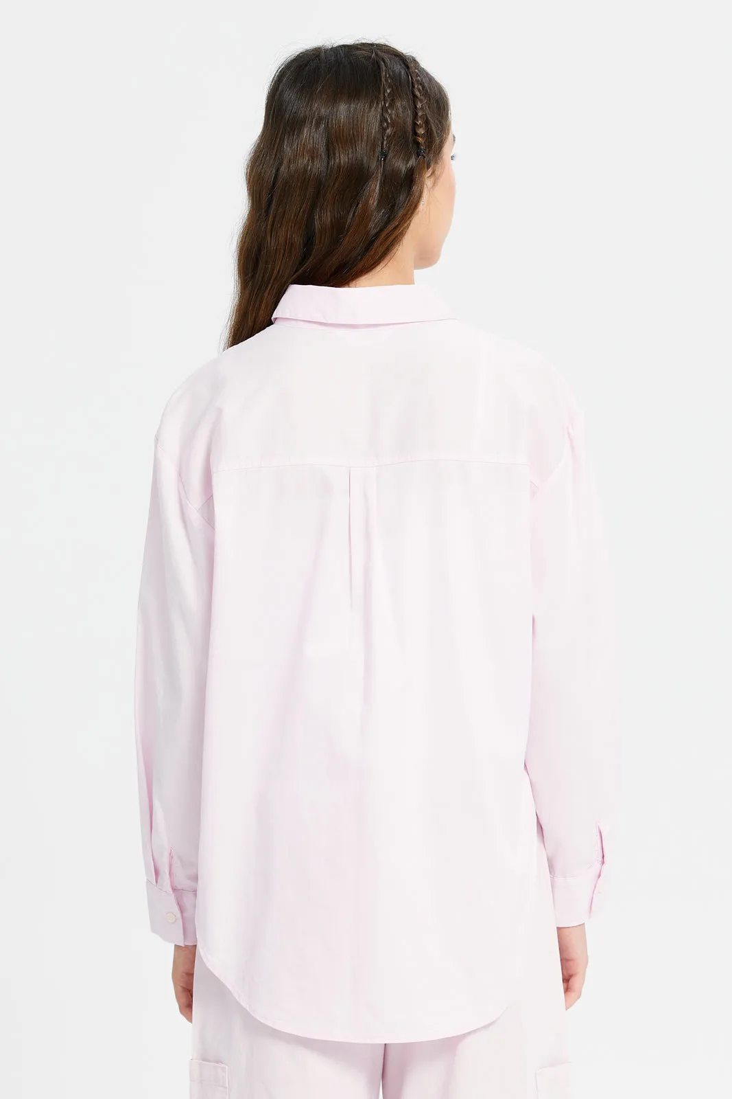 Senior Girls Pink Blouse With Embroidery