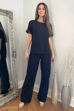 Sequin Sleeve Detail Top