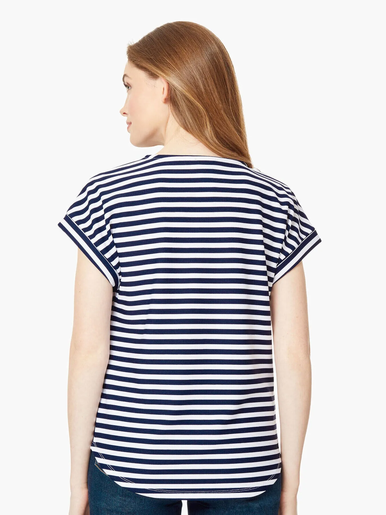 Short Cuffed-Sleeve Scoop Neck Tee