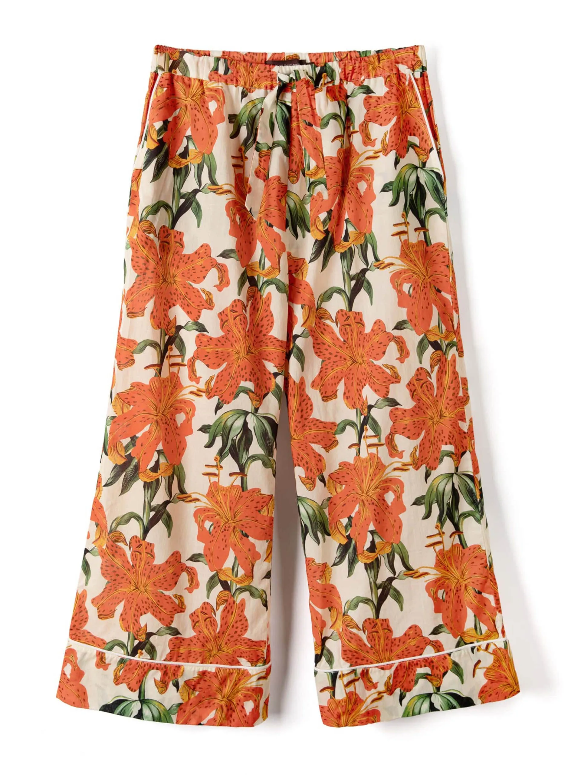 Short sleeve and wide leg trouser set lilium orange cream
