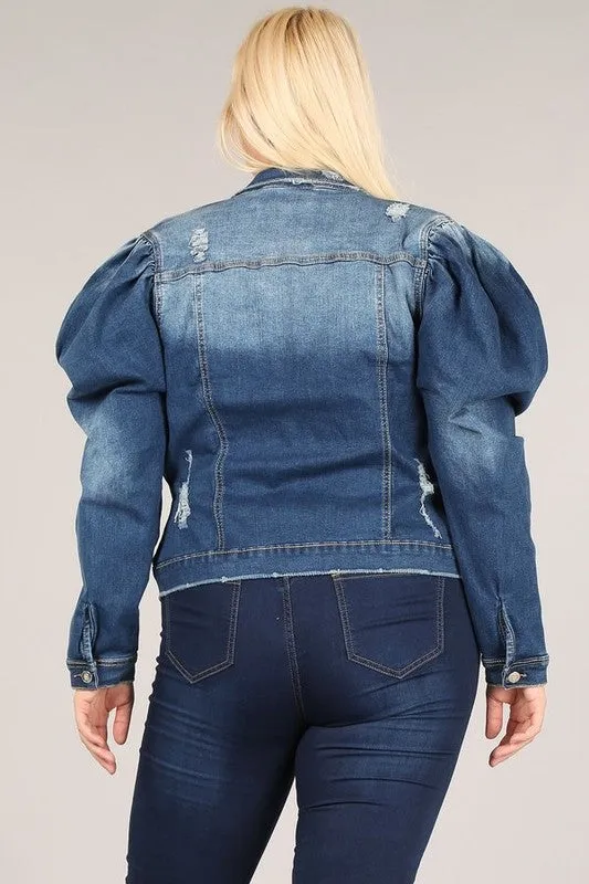 Solid Denim Puff Jacket