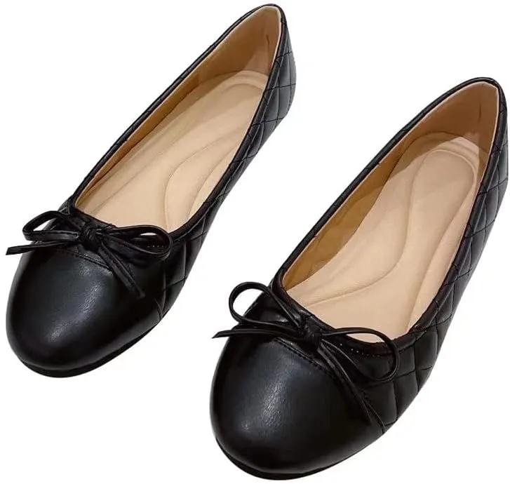 Stunner Women's Casual Flats Comfortable Round Toe Slip On Ballet Flats with Bow Decoration