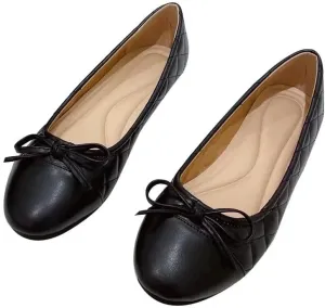 Stunner Women's Casual Flats Comfortable Round Toe Slip On Ballet Flats with Bow Decoration
