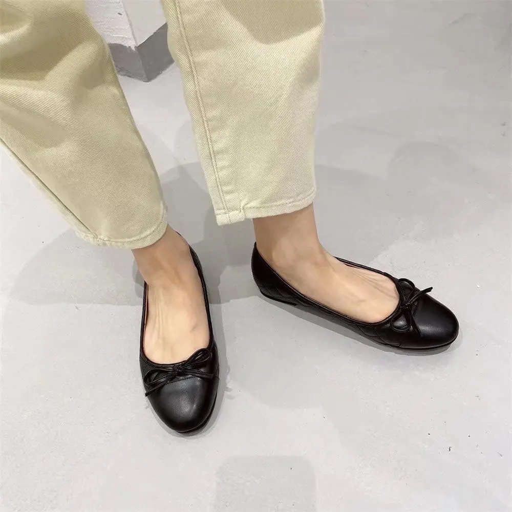 Stunner Women's Casual Flats Comfortable Round Toe Slip On Ballet Flats with Bow Decoration