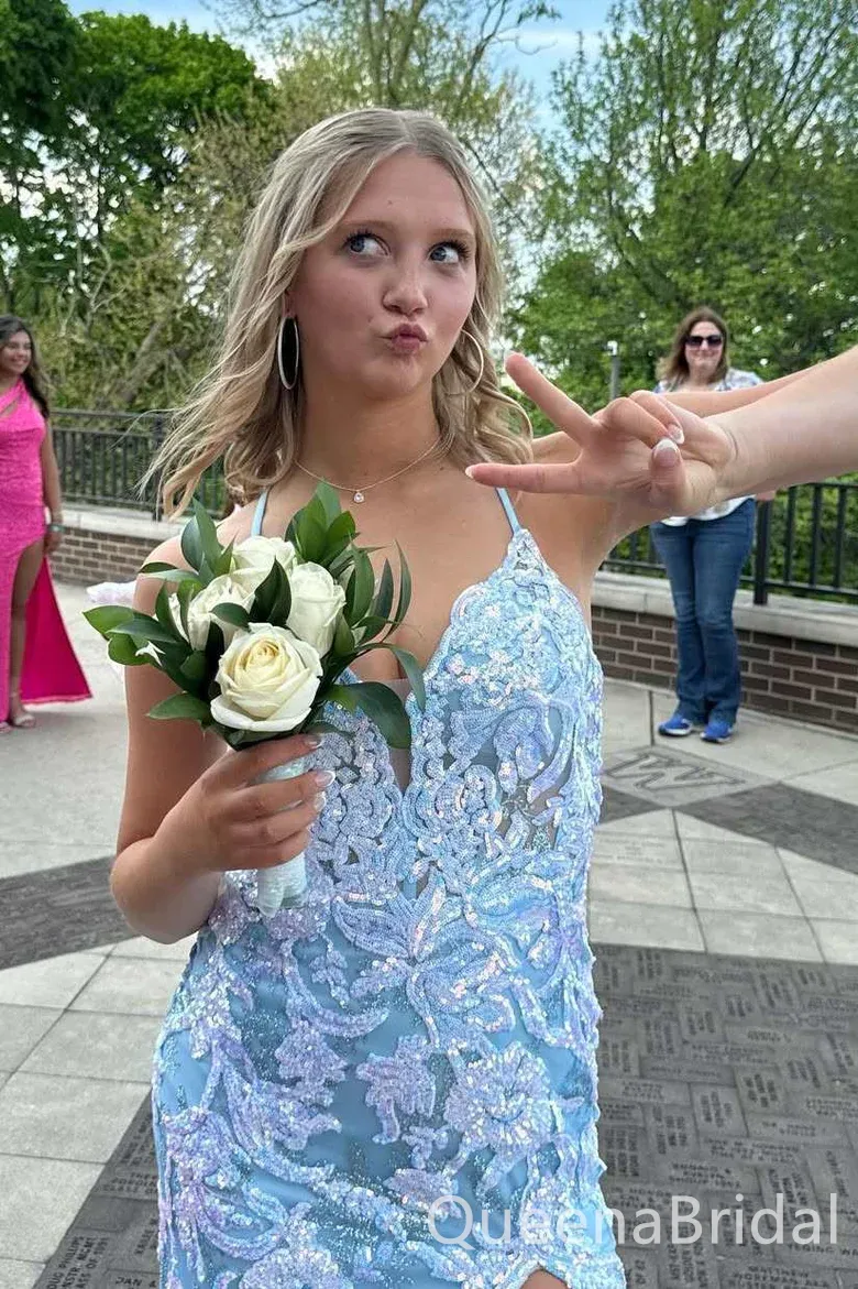 Stunning Blue Lace Appliques Mermaid Spaghetti Straps Party Dress Long Prom Dresses to Impress ,WGP1506