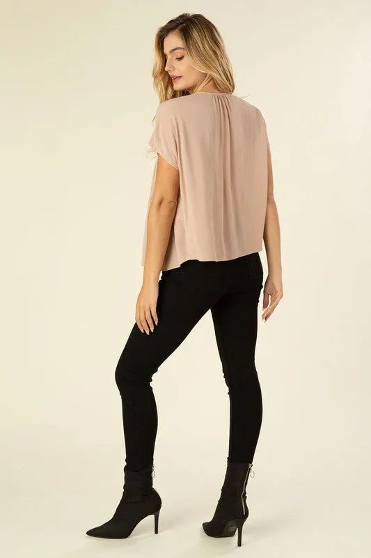 Taupe Ruffled Tiered Blouse