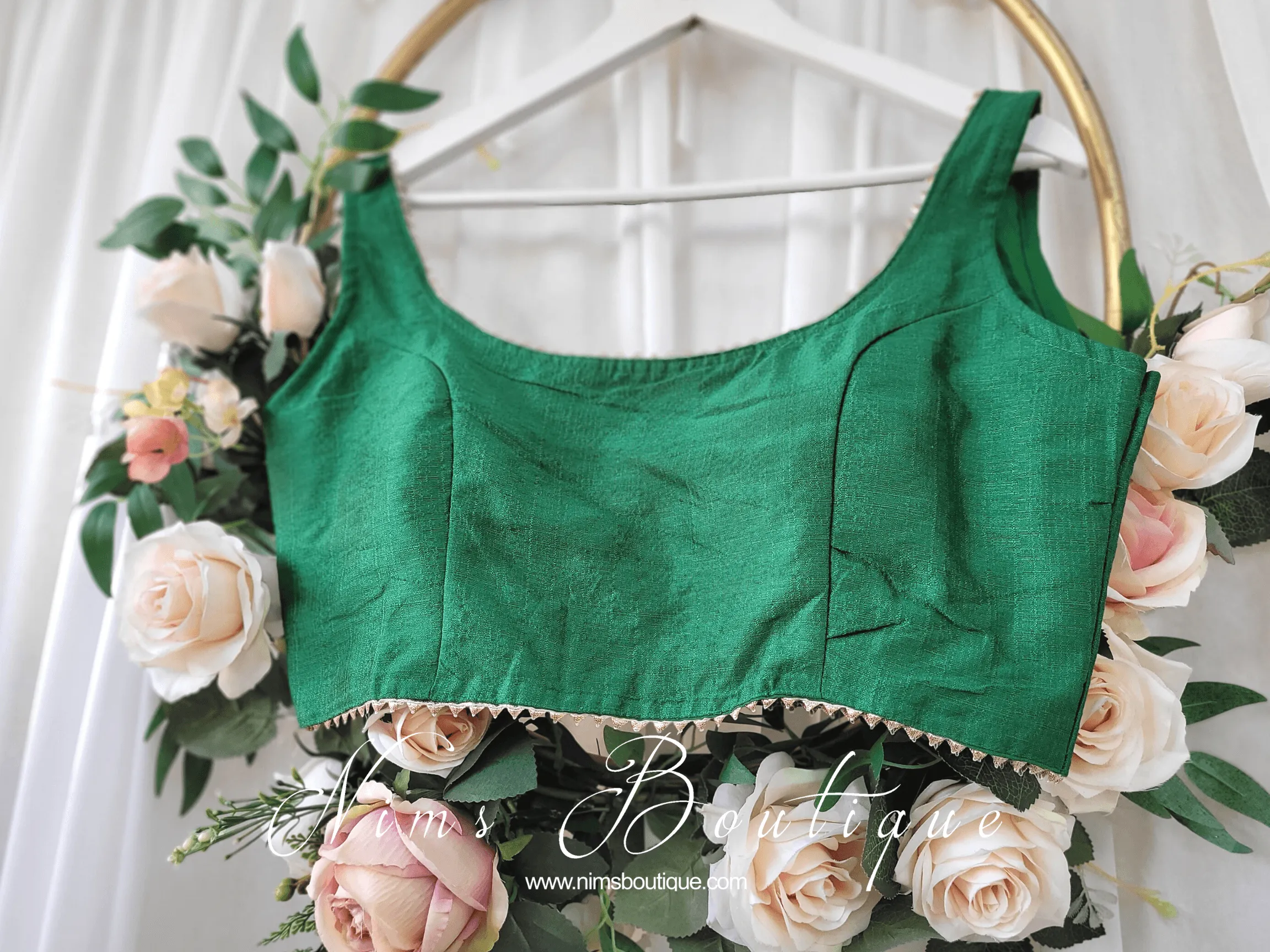 The NB Emerald Green Blouse Gold Edge (10-12)