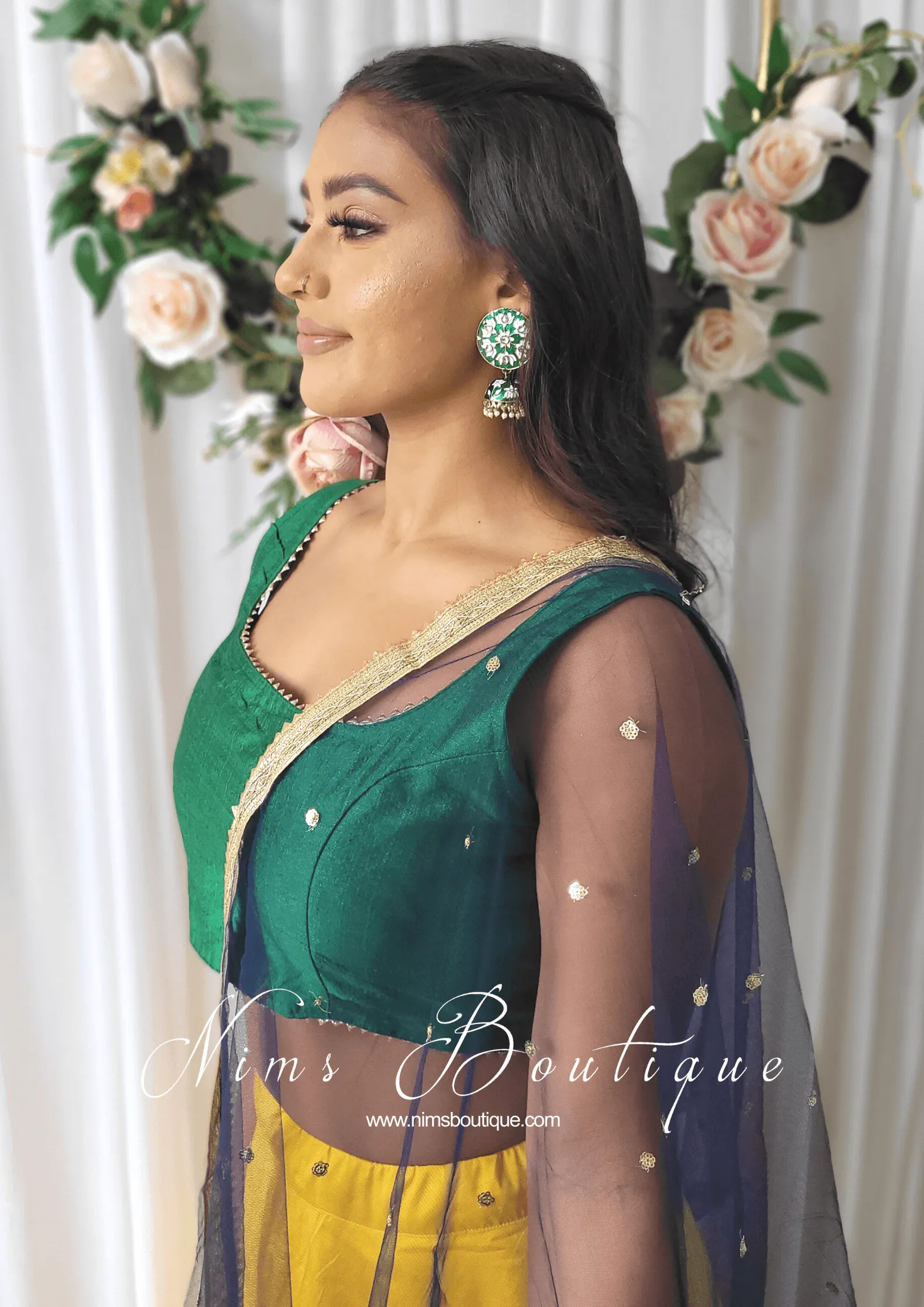 The NB Emerald Green Blouse Gold Edge (10-12)