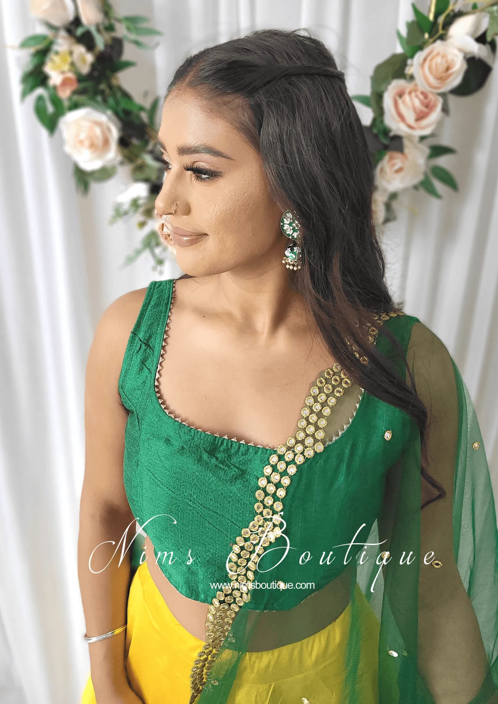 The NB Emerald Green Blouse Gold Edge (10-12)