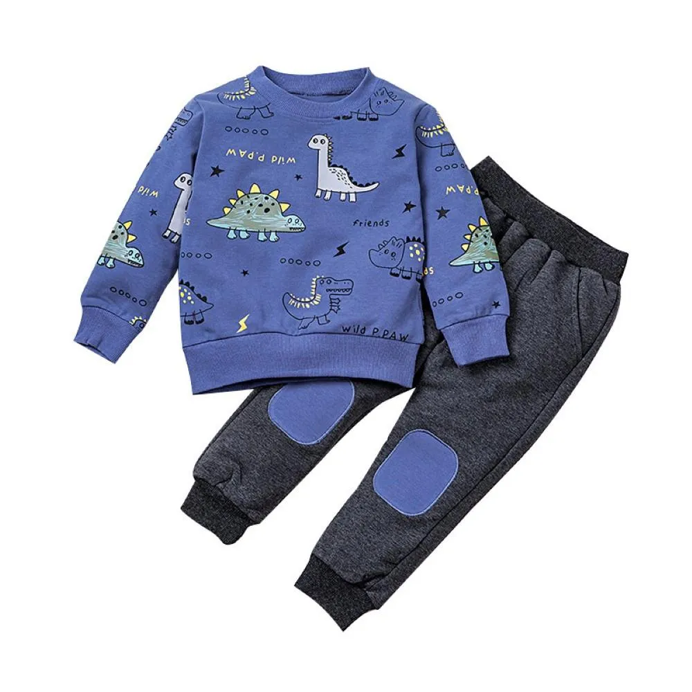 Toddler Boys Cartoon Animals Printed Top & Pants Boy Clothing Wholesale