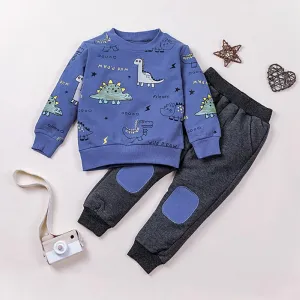 Toddler Boys Cartoon Animals Printed Top & Pants Boy Clothing Wholesale