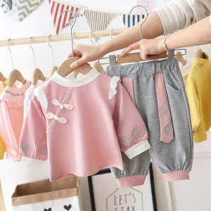 Toddler Girls Long Sleeve Chinese Style Top & Pants Toddler Girls Wholesale