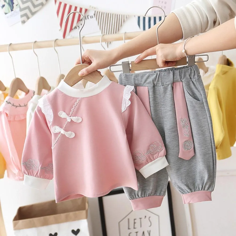 Toddler Girls Long Sleeve Chinese Style Top & Pants Toddler Girls Wholesale