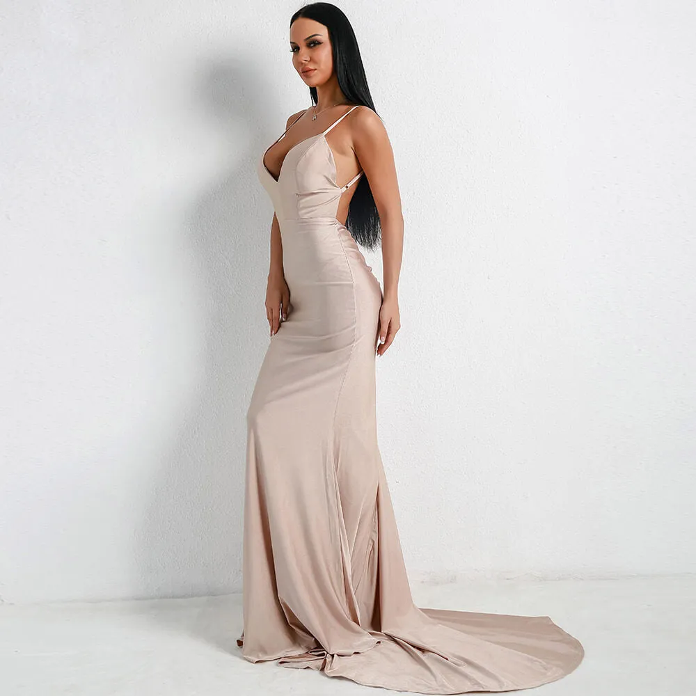V Neck Sling Backless Dress