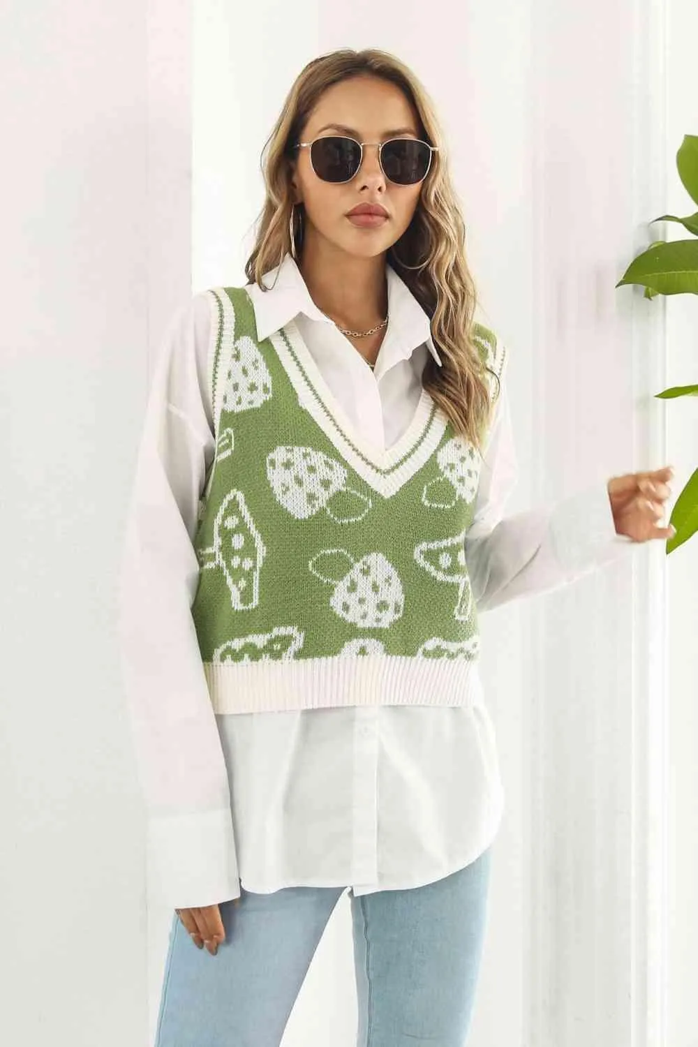 Warm Cover-Up Sleeveless V Neck Sweater Vest