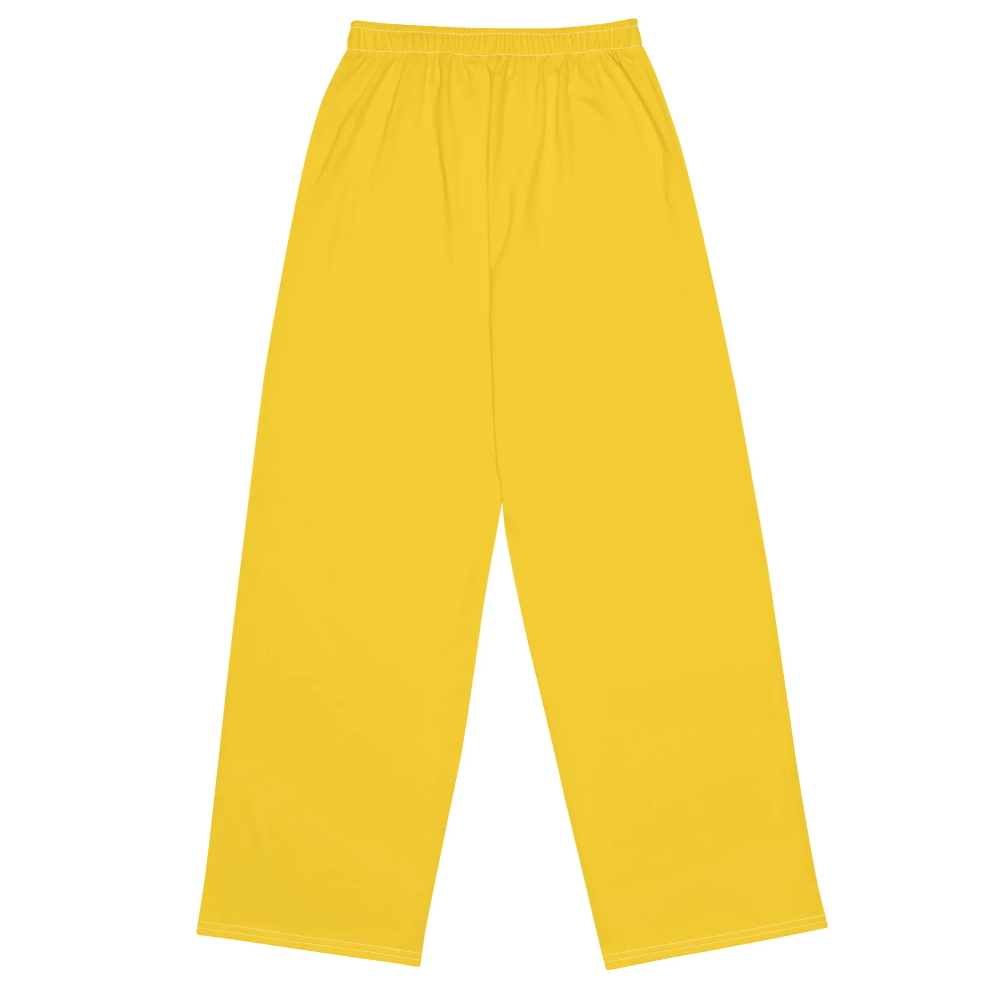 Warm Yellow Unisex Wide-leg Pants, Summer Pants, Yellow Casual Pants