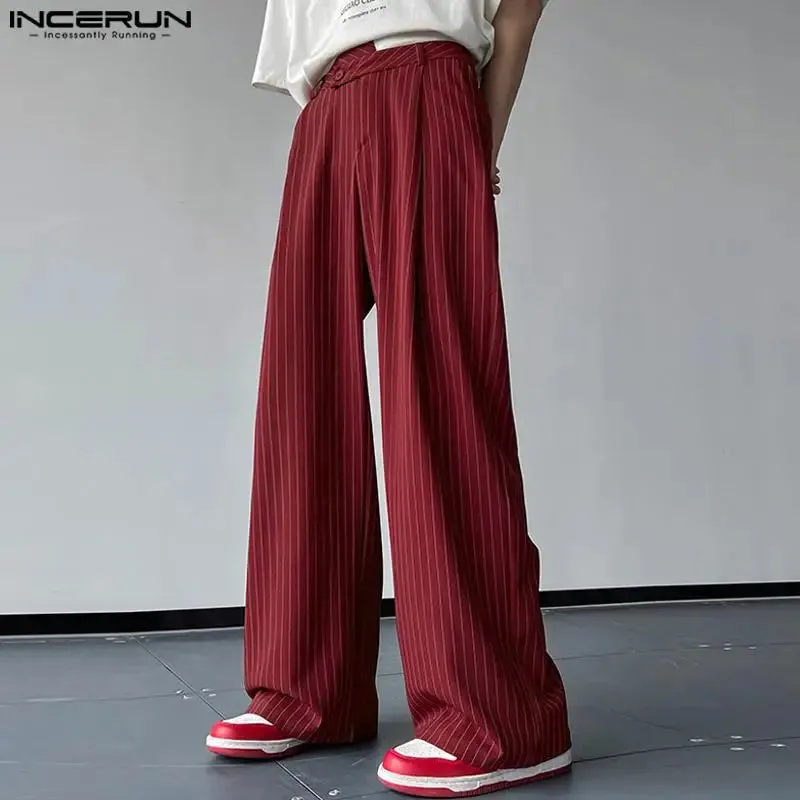 Wide-Leg Pinstripe Trousers