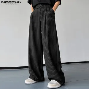Wide-Leg Pinstripe Trousers