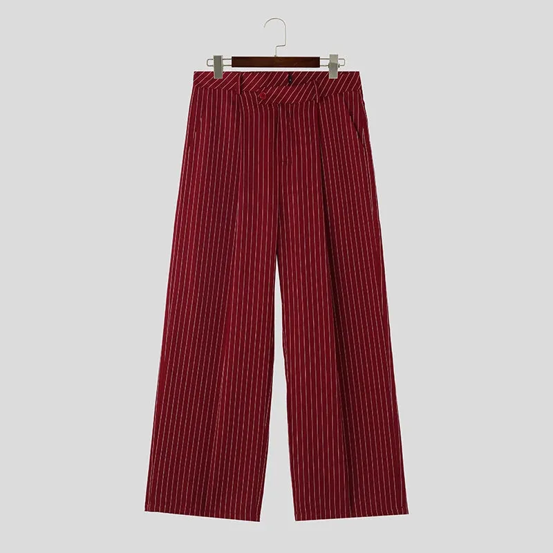 Wide-Leg Pinstripe Trousers