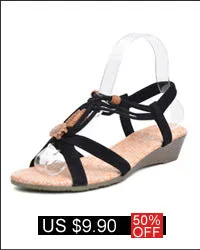 Women Flat Sandals Rhinestone String Bead Casual Flats