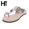 Women Flat Sandals Rhinestone String Bead Casual Flats