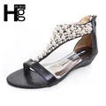 Women Flat Sandals Rhinestone String Bead Casual Flats
