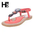 Women Flat Sandals Rhinestone String Bead Casual Flats