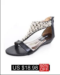 Women Flat Sandals Rhinestone String Bead Casual Flats