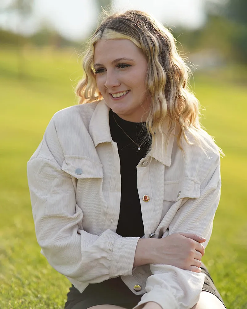 Women's Fashion Cropped Shacket Long SLeeve Trendy Button Down Corduroy Shirts Shacket Jackets - Zeagoo (Us Only)