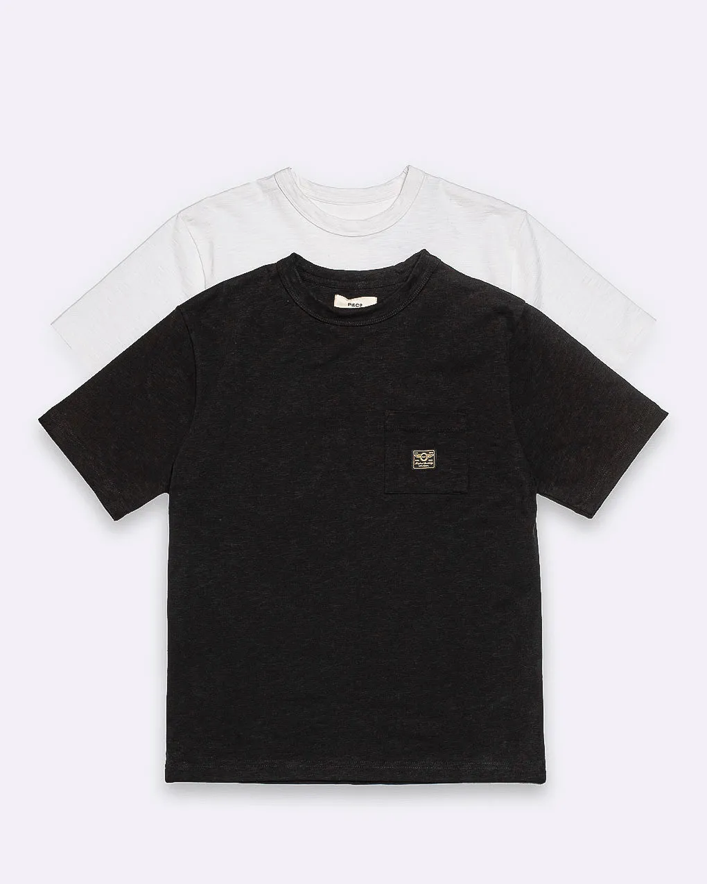 Workwear Pocket Slub T-Shirt Bundle - Washed Black & Off White
