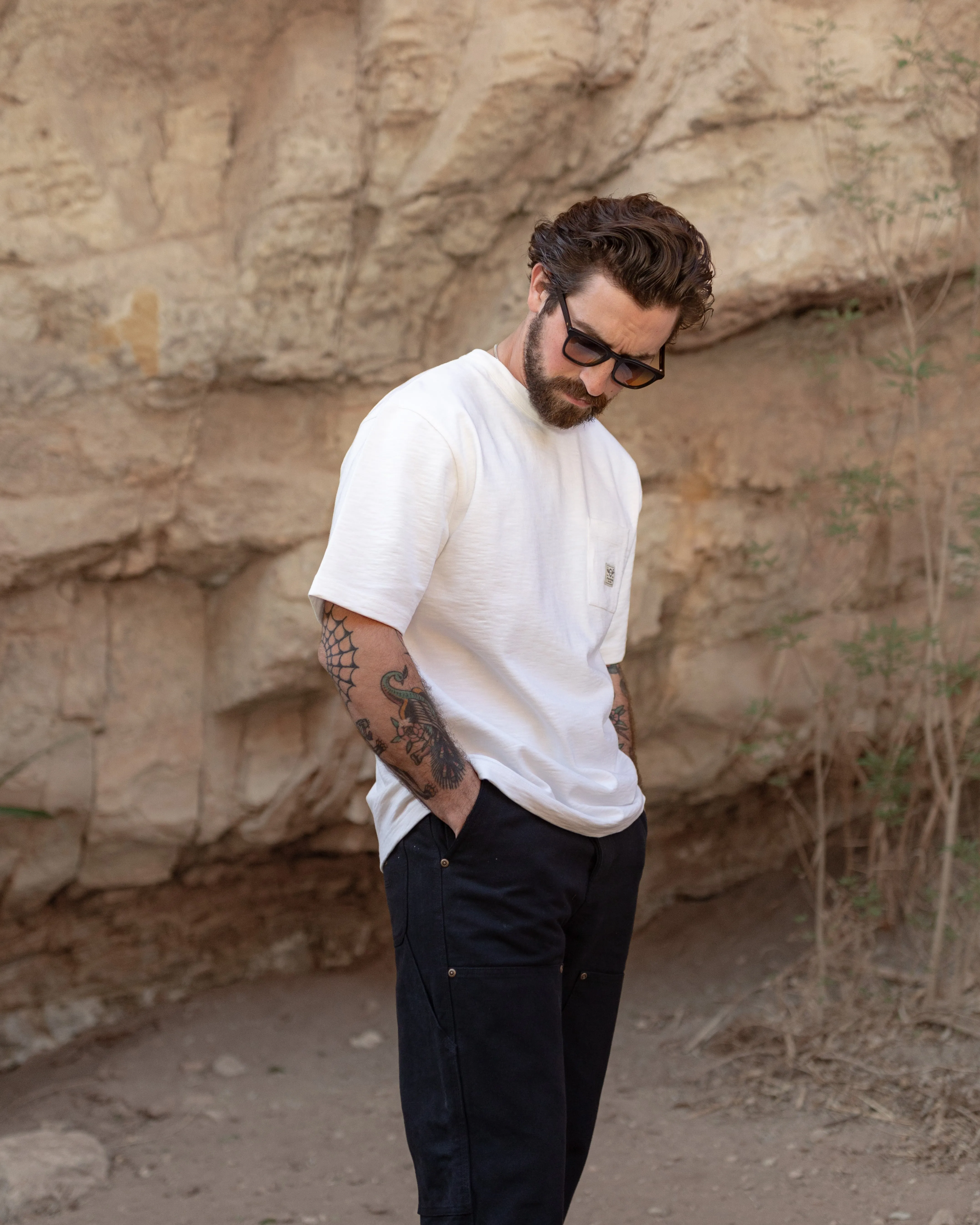 Workwear Pocket Slub T-Shirt Bundle - Washed Black & Off White