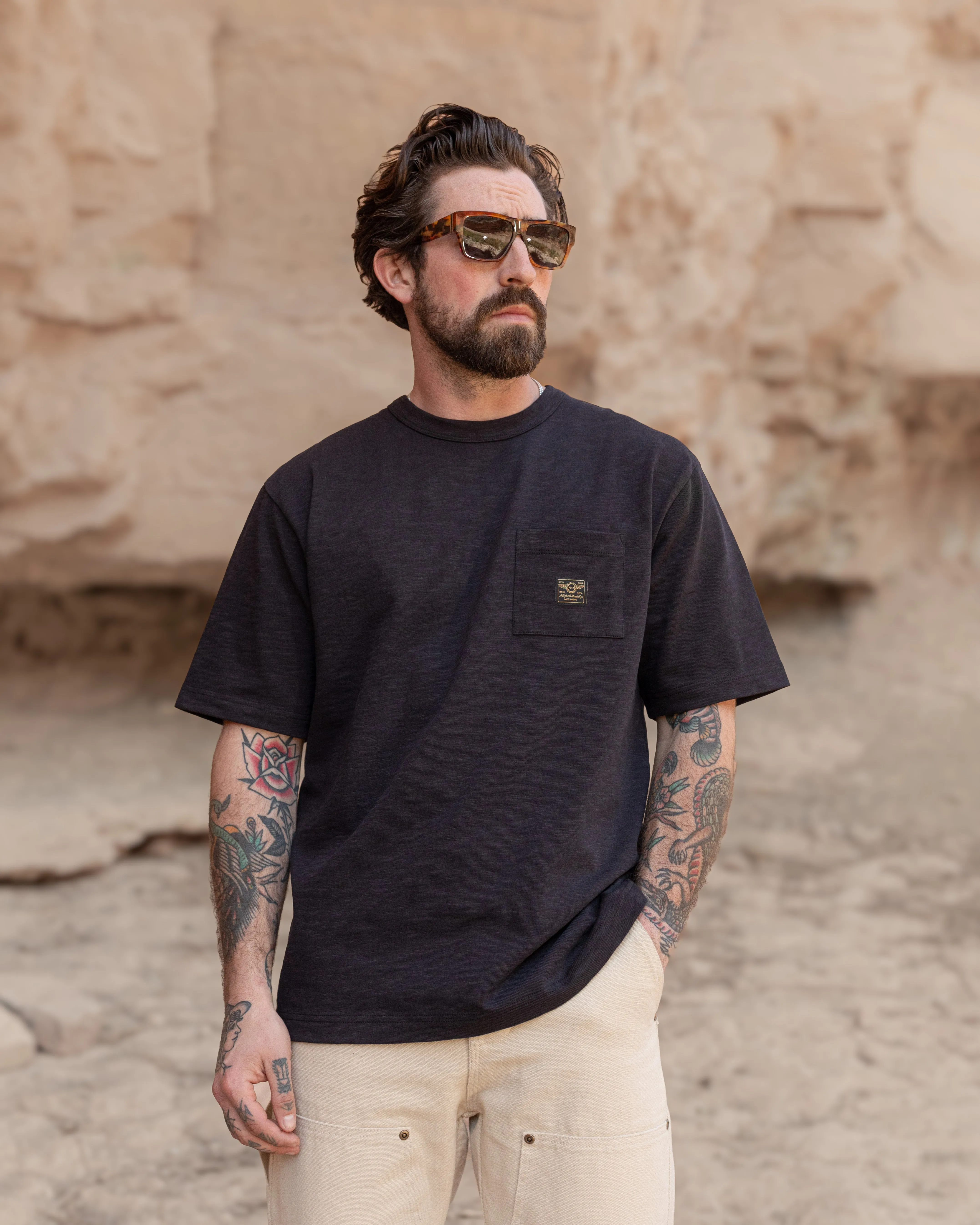 Workwear Pocket Slub T-Shirt Bundle - Washed Black & Off White