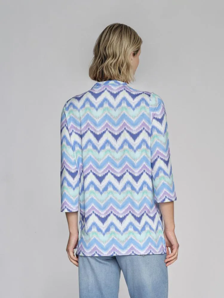 Zig Zag Blouse with 3/4 Sleeves